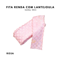 Fita sanding Renda com lantejoula 38mm (3 metros) - loja online