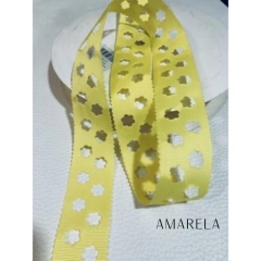 Fita Gorgurão Vazada com Flores importada - 38mm ( 5 metros) - Atelie Rosa di Pano