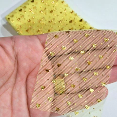 Fita Tule Com Coração Dourado 6cm (3 metro)
