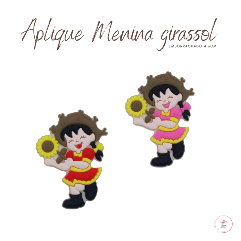 Aplique Menina Girassol Emborrachado 4,6cm