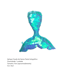 Aplique Cauda de Sereia Paete Holográfico 9cm (1 unidade)
