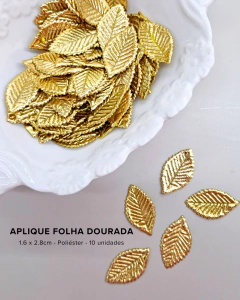Aplique Folha Dourada de poliéster (10 unidades)