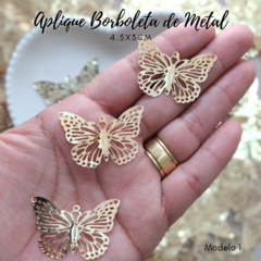 Aplique Borboleta de Metal - modelo 1 (5 unidades) - comprar online