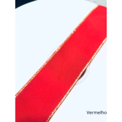 Fita Gorgorão Borda Dourada Melaço - 38mm (rolo com 3 metros)