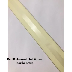 FITA GORGURÃO CETIM CENTRAL COM BORDA PRATA - 38mm (Rolo com 3 metros) - Atelie Rosa di Pano