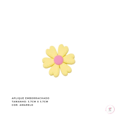 Aplique Margarida Pespontada emborrachado 3,7cm - (1 unidade) - Atelie Rosa di Pano