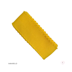 Fita De Gorgurão Yester BORDA POMPOM 38mm (Rolo com 3 metros) - Atelie Rosa di Pano