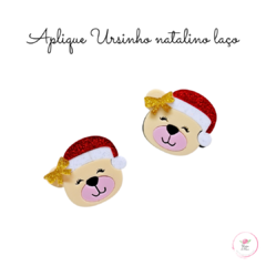 Aplique Ursinho natalino laço acrílico