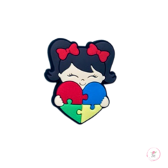 Aplique Menina Coração Autismo - 3,5cm - comprar online