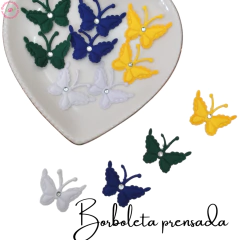 Borboleta Prensada com strass Copa 3cm (10 Unidades)
