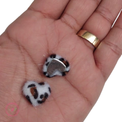 Aplique Coração Pelinho onça 15mm (5 unidades)