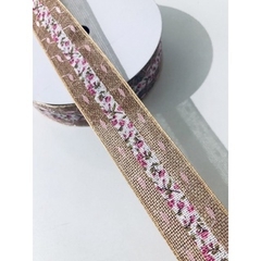 Fita de Juta Floral 38mm (3 metros) - Atelie Rosa di Pano