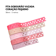 Fita Gorgurão Vazada Coração pequeno 38mm (5 Metros) - comprar online