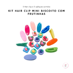 Kit Hair clip com aplique Mini Biscoito com Frutinhas sortidos (10 unidades)