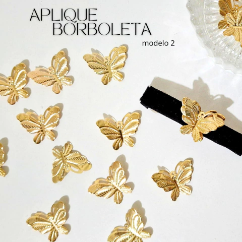 Aplique borboleta curvo MODELO 2 - 18mm (10 unidades)