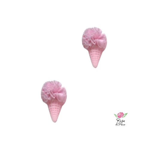 Casquinha Rosa de Sorvete com Pompom Rosa