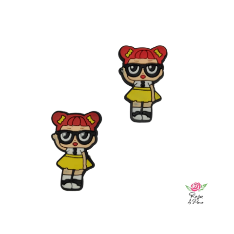 Aplique LOL com Óculos Emborrachado - 2 Unidades