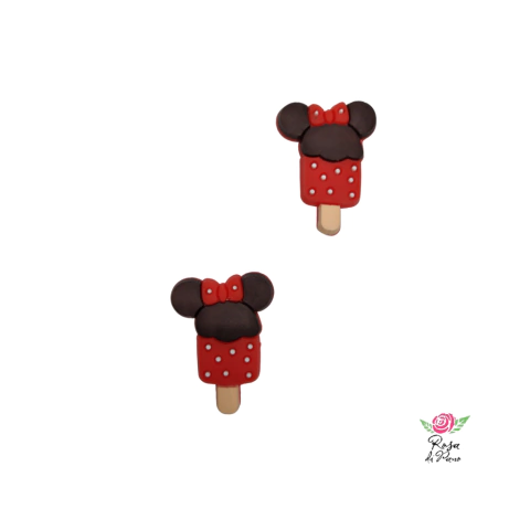 Aplique Picolé Minnie Vermelho Emborrachado - 2 Unidades