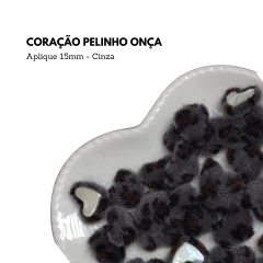 Aplique Coração Pelinho onça 15mm (5 unidades) - Atelie Rosa di Pano