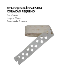 Fita Gorgurão Vazada Coração pequeno 38mm (5 Metros) - loja online