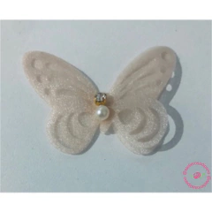 APLIQUE BORBOLETA ORGANZA COM PEDRINHA (2 UNIDADES) - Atelie Rosa di Pano