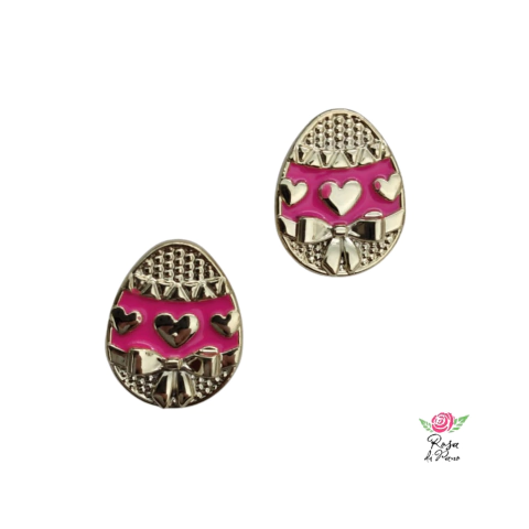 Botão Ovo de Páscoa - dourado/Pink (2 Unidades)