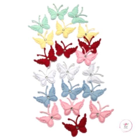 Borboleta Prensada com strass 3 cm (20 Unidades) Cores sortidas
