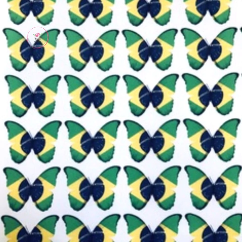 Borboleta Tecido Bandeira do Brasil 4 cm (7 pares)