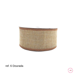 Fita de Juta com Fio dourado 4cm (rolo com 3 metros)