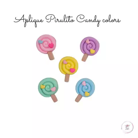 Aplique Pirulito Candy Colors - (5 Unidades - 1 de cada cor)