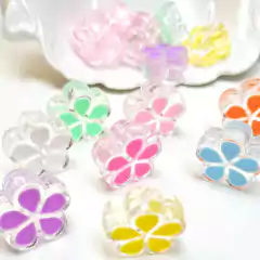 Entremeio de Acrílico Flor com Furo Passante - Cores Sortidas