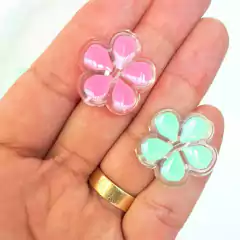 Entremeio de Acrílico Flor com Furo Passante - Cores Sortidas na internet