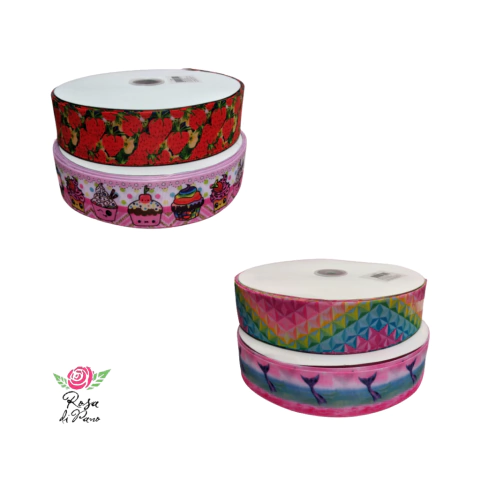 Fita gorgurão Estampada chinesinha - 38mm (5 metros)