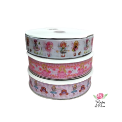 Fita gorgurão Estampada Fada - 38mm (5 metros)