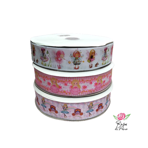 Fita gorgurão Estampada Fada - 38mm (5 metros)