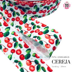 Fita Gorgurão Estampada Sanding Cereja (38mm)