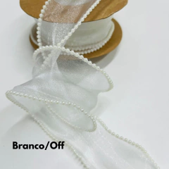 Imagem do Fita de organza com pérolas - 38mm (3 jardas 2,74m)