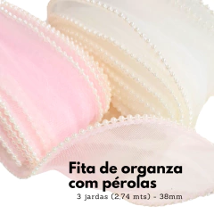 Fita de organza com pérolas - 38mm (3 jardas 2,74m) - comprar online