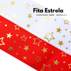 Fita Gorgurão Estrelas Douradas MODELO 2 - 38mm - comprar online