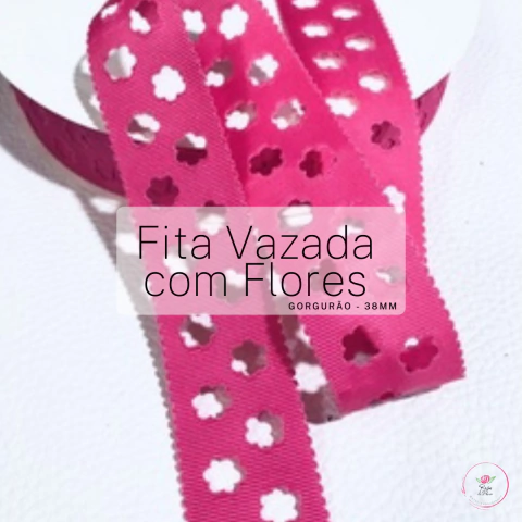 Fita Gorgurão Vazada com Flores importada - 38mm ( 5 metros) - comprar online