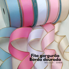 Fita Gorgorão Borda Dourada Melaço - 25mm (rolo com 5 metros) - comprar online
