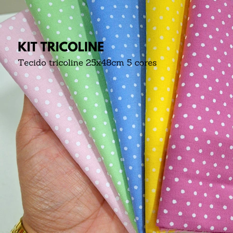 Kit tecido Tricoline estampado poá (5 cores) sortidas 25x48cm cada - comprar online