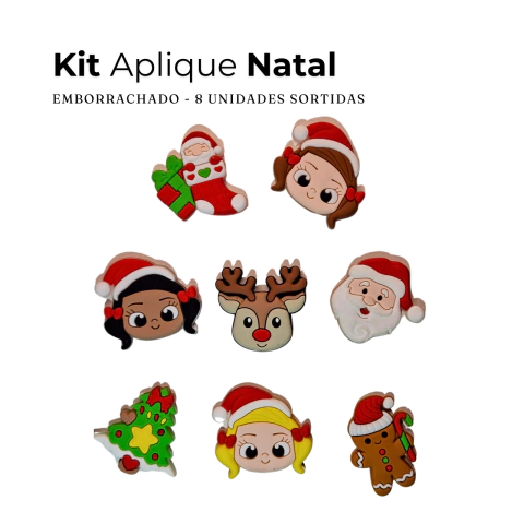 Kit Apliques Natal emborrachados 8 unidades - Sortidas