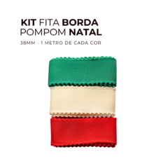 Kit Fita Yester borda pompom Natal 38mm - 1 metro de cada cor