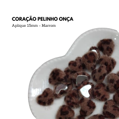 Aplique Coração Pelinho onça 15mm (5 unidades) - comprar online