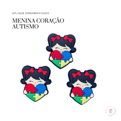 Aplique Menina Coração Autismo - 3,5cm