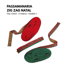Fita Passamanaria Zig Zag modelo 1 NATAL (13mm) - 3 Metros - Atelie Rosa di Pano