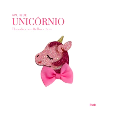 Aplique Unicórnio Flocado com Brilho (5cm) - 1 unidade - Atelie Rosa di Pano