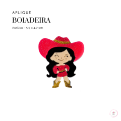 Aplique Boiadeira acrílico 5,9cm - Atelie Rosa di Pano