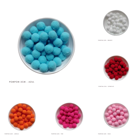 Pompom bolinha 2 cm - 250 unidades
